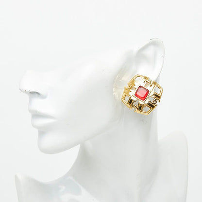 Chanel CC Logo Gripoix Earrings Gold Plated Glass — view 5
