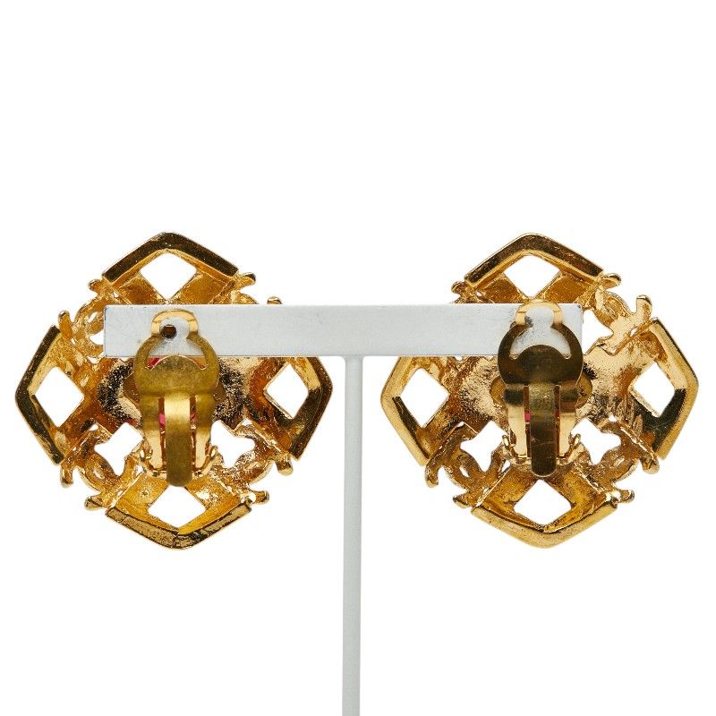 Chanel CC Logo Gripoix Earrings Gold Plated Glass — view 3