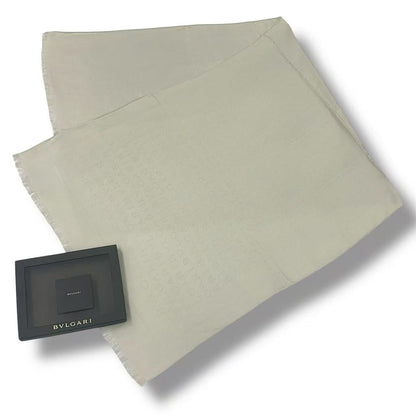 Bvlgari Shawl Silk Wool Ivory Scarf