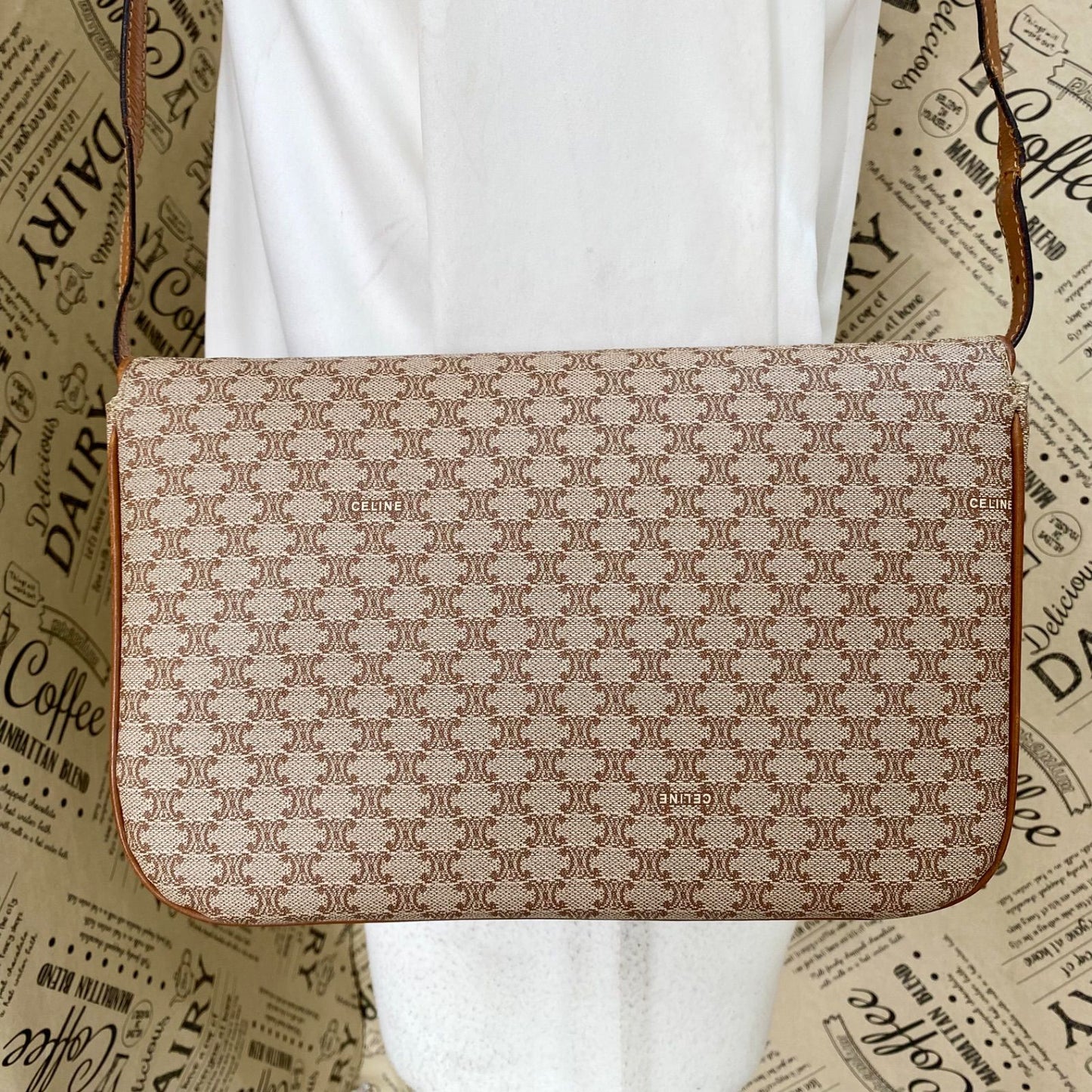 Celine Shoulder Bag Pochette White Macadam Travel — view 2