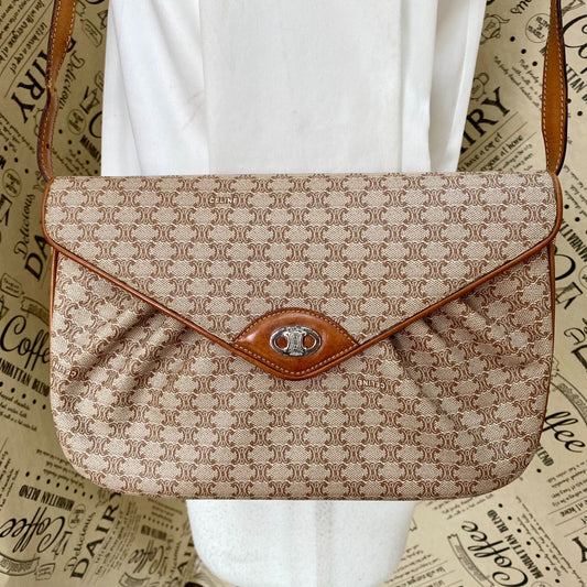 Celine Shoulder Bag Pochette White Macadam Travel