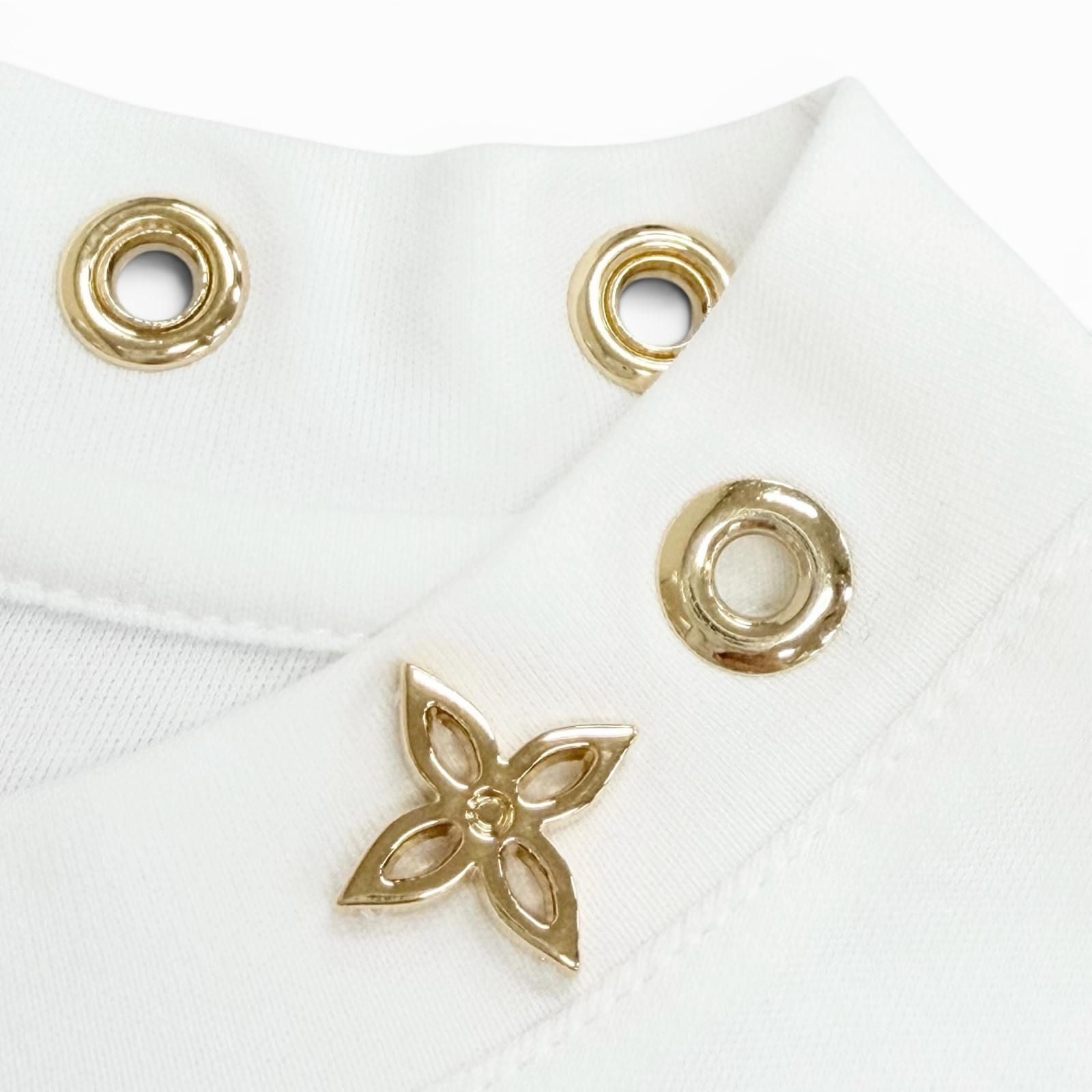Louis Vuitton Cotton 100% Some Silk Monogram Eyelets Side Strap Crew Neck Short — view 5