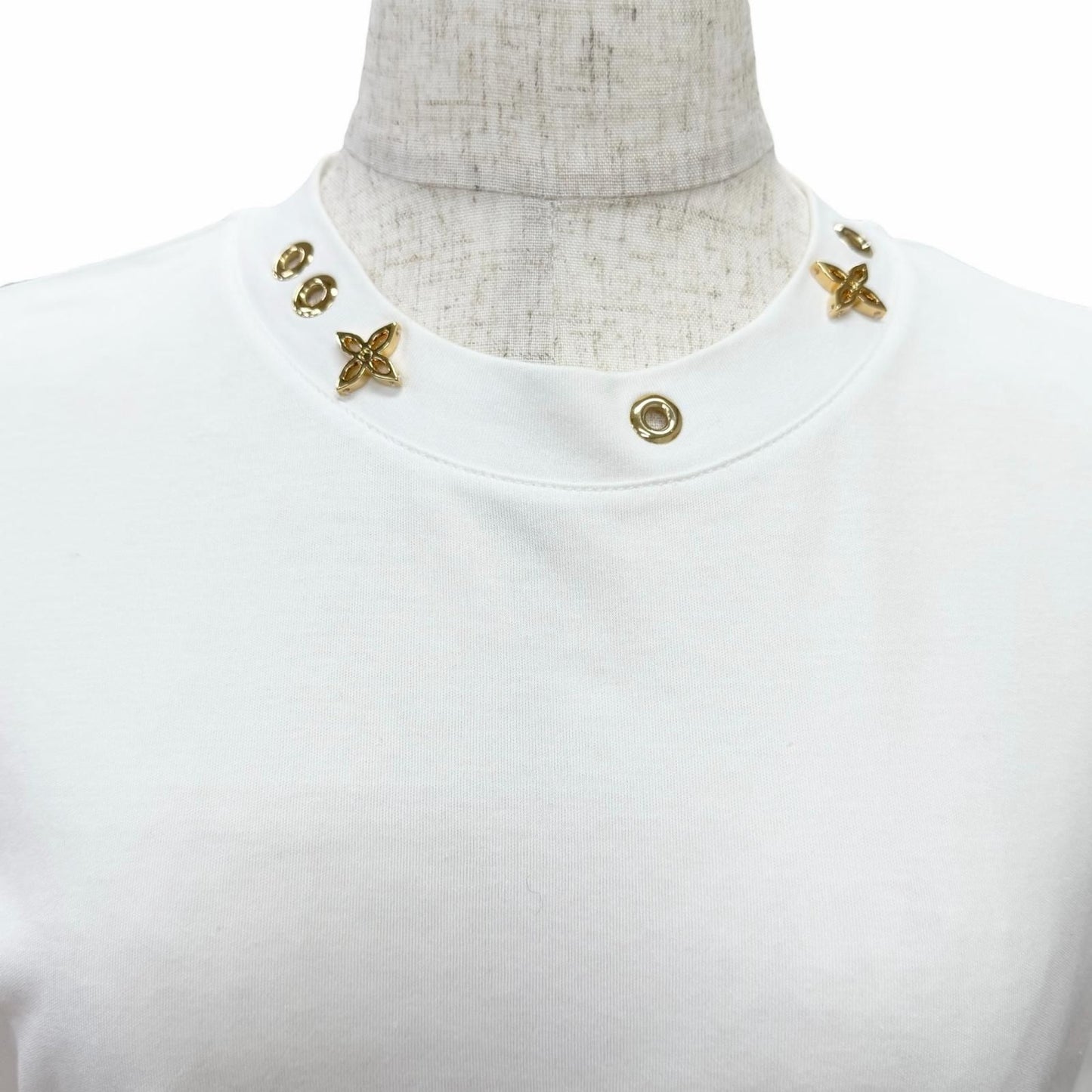 Louis Vuitton Cotton 100% Some Silk Monogram Eyelets Side Strap Crew Neck Short — view 4