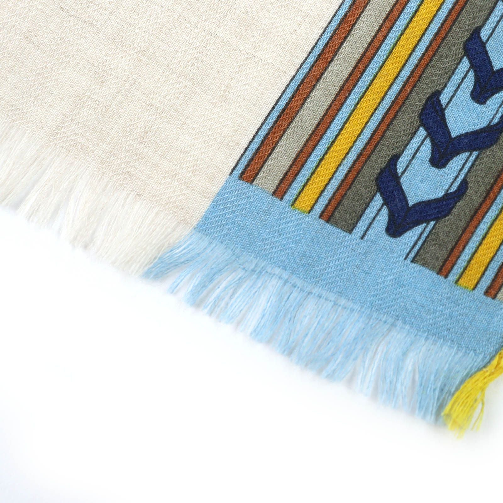 Hermes Rectangle Brides ET Gray Bridle and Charm Cashmere Silk Fringe Scarf — view 6