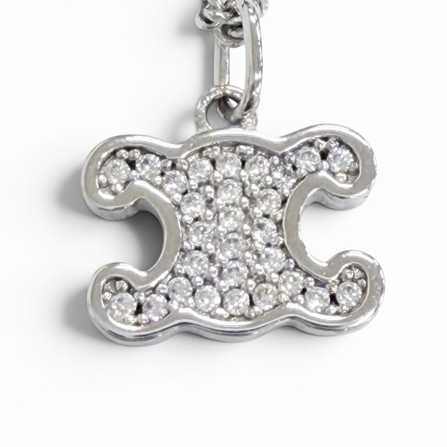 Celine Trio Rhinestone Necklace Silver