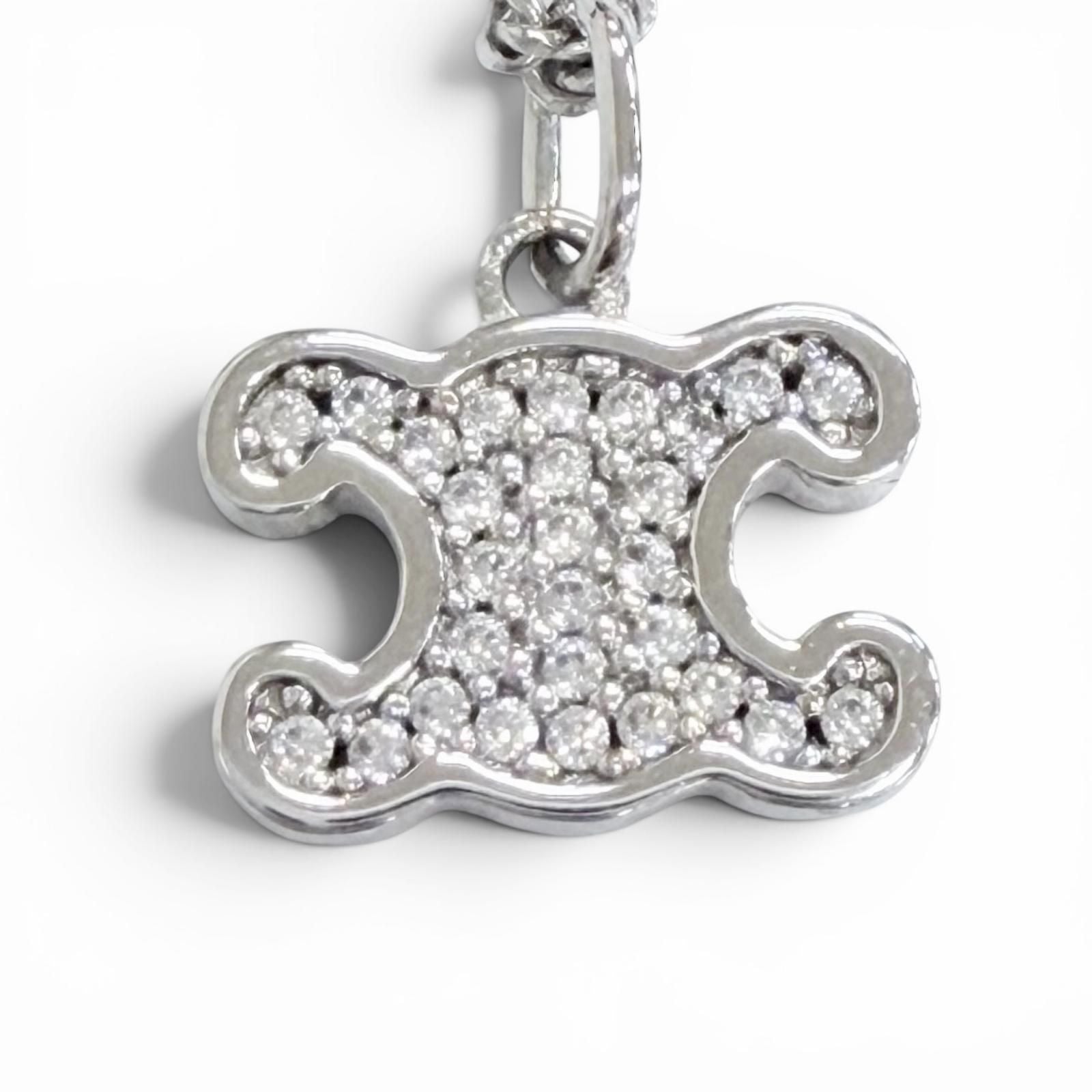 Celine Trio Rhinestone Necklace Silver