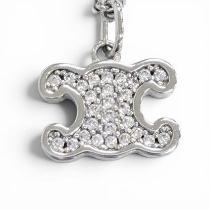 Celine Trio Rhinestone Necklace Silver