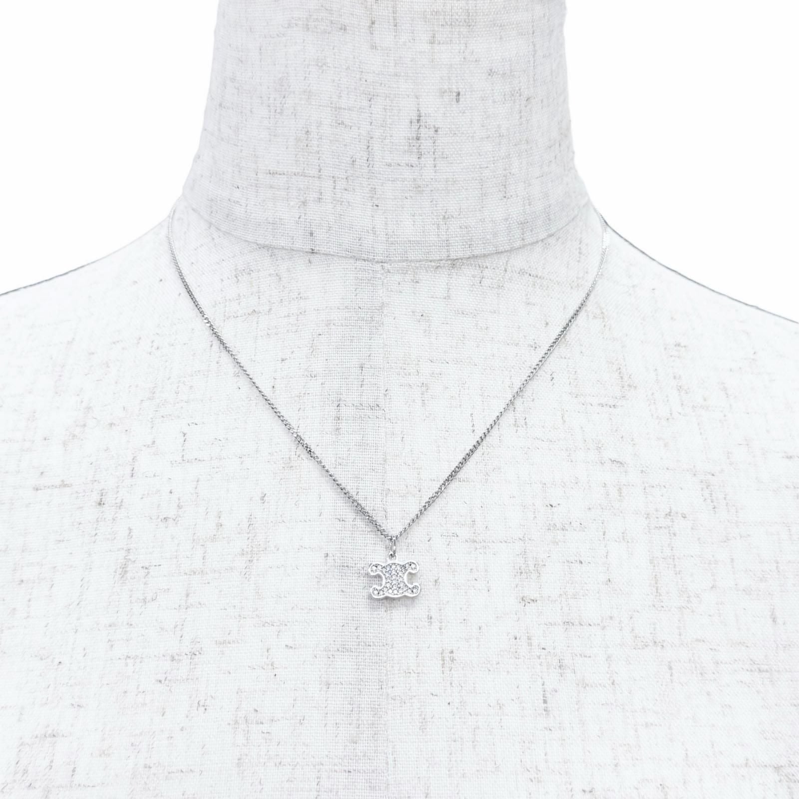 Celine Trio Rhinestone Necklace Silver — view 3