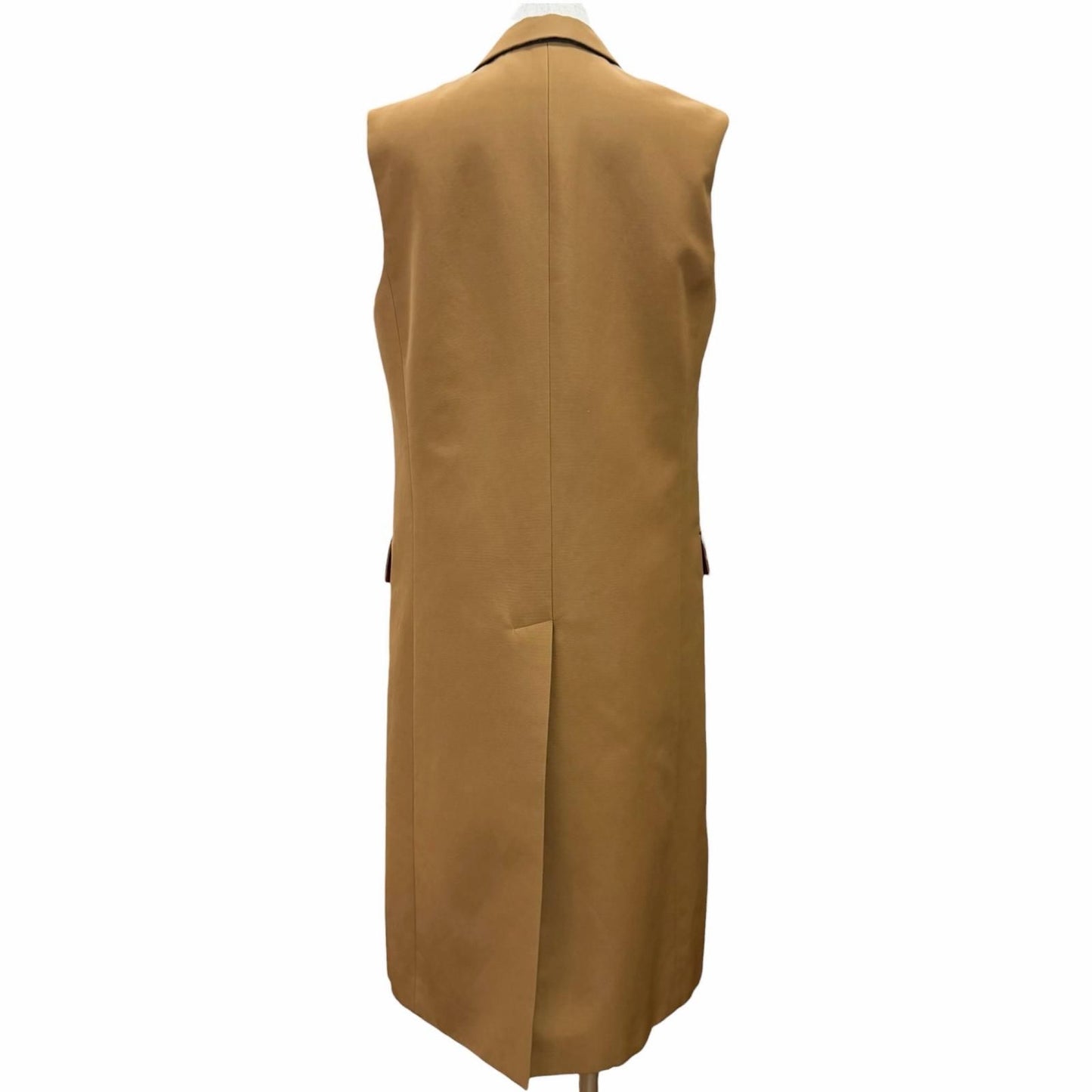 Gucci Cotton Logo Button Sleeveless Coat Long Gilet Vest Brown 40 — view 3