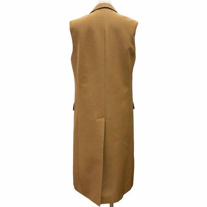 Gucci Cotton Logo Button Sleeveless Coat Long Gilet Vest Brown 40 — view 3