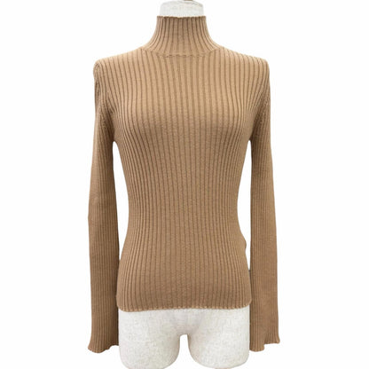 Bvlgari Moncler Dolcevita Wool Logo Patch High Neck Long Sleeve Rib Knit