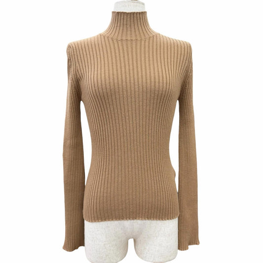 Bvlgari Moncler Dolcevita Wool Logo Patch High Neck Long Sleeve Rib Knit