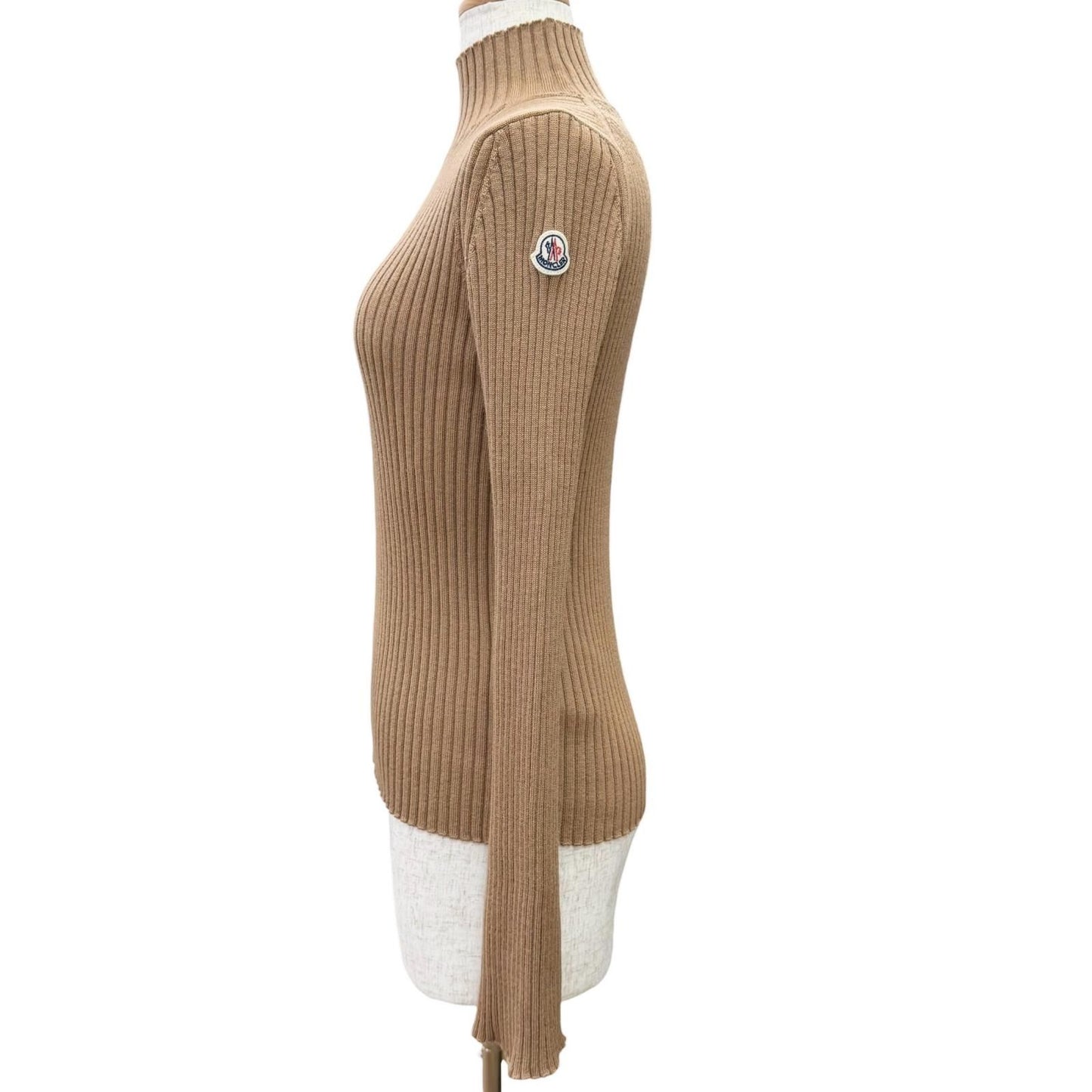 Bvlgari Moncler Dolcevita Wool Logo Patch High Neck Long Sleeve Rib Knit — view 2