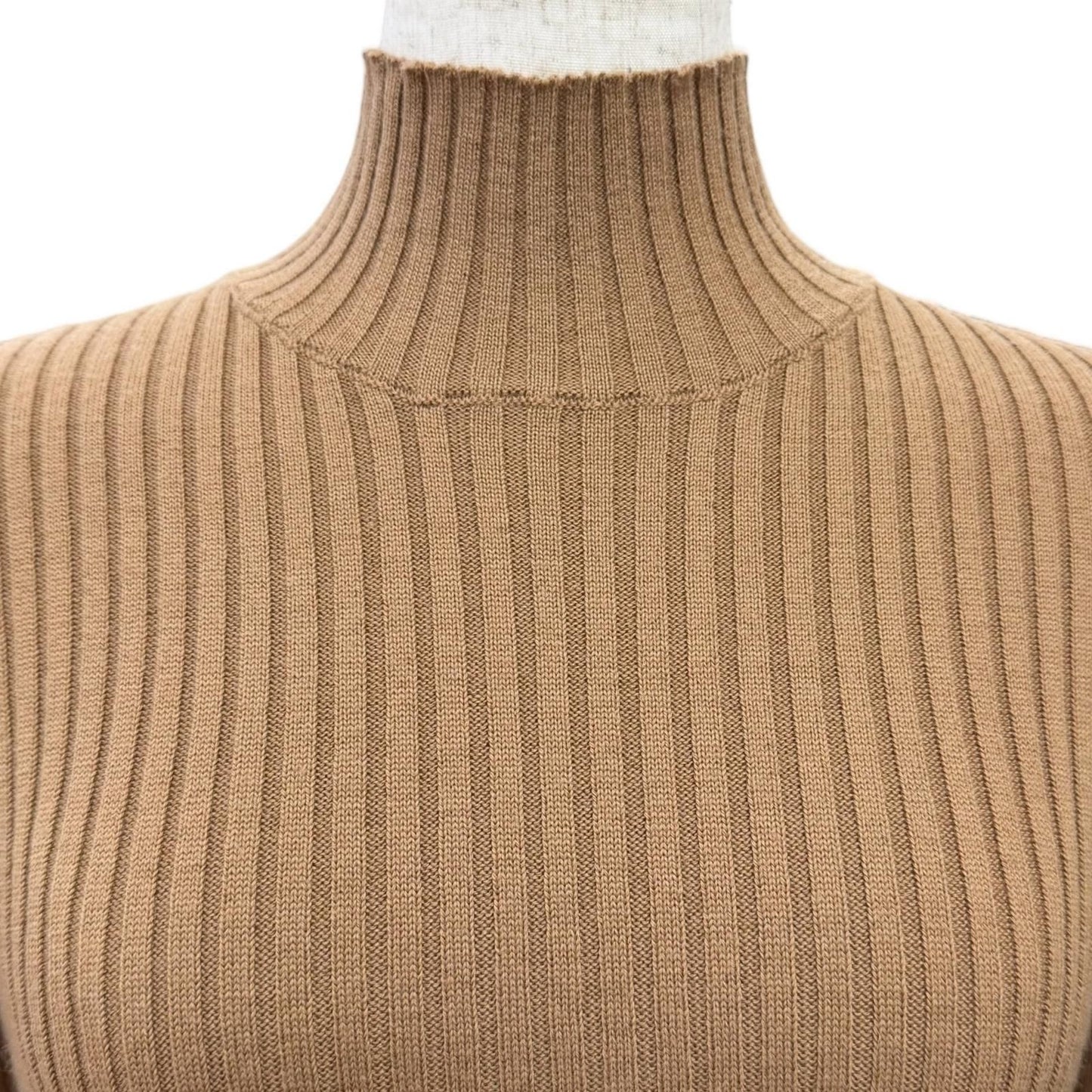 Bvlgari Moncler Dolcevita Wool Logo Patch High Neck Long Sleeve Rib Knit — view 4