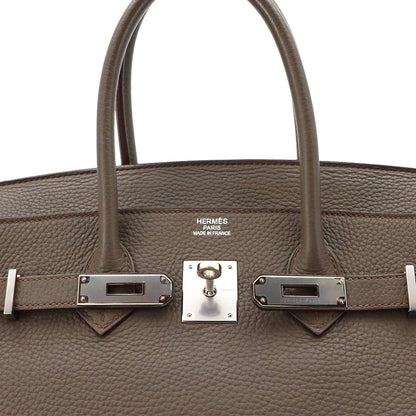 Hermes Birkin 35 Taurillon Clemence Etain Hand Bag Silver — view 8
