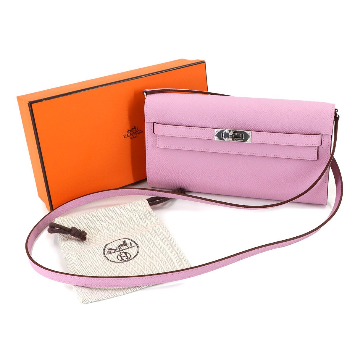 Hermes Kelly Tougo Shoulder Wallet Bifold Epsom Mauve Sylvestre — view 2