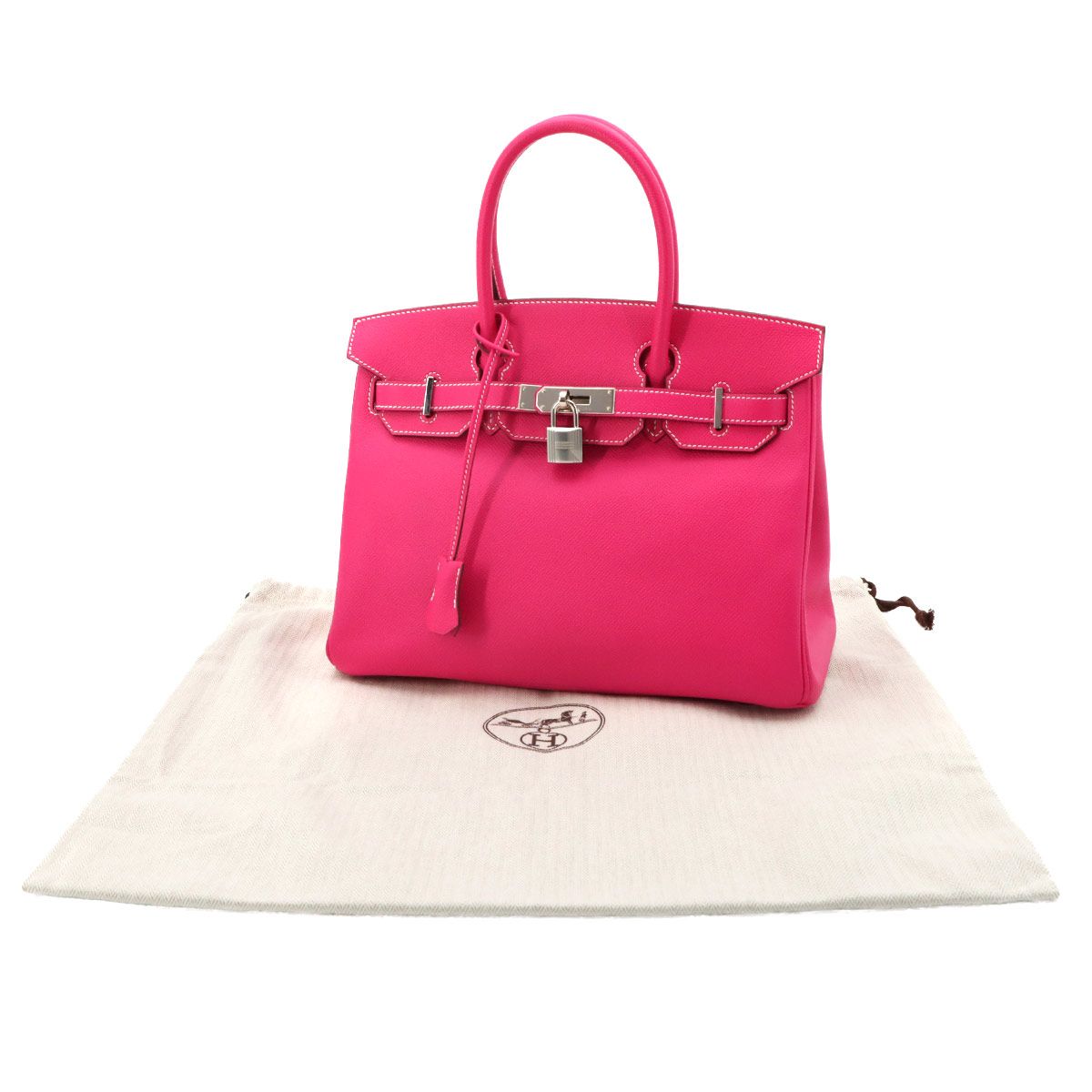 Hermes Birkin 30 Epsom Rose Tyrian Hand Bag Silver — view 2