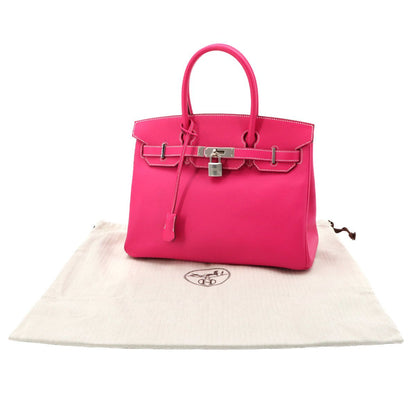 Hermes Birkin 30 Epsom Rose Tyrian Hand Bag Silver — view 2
