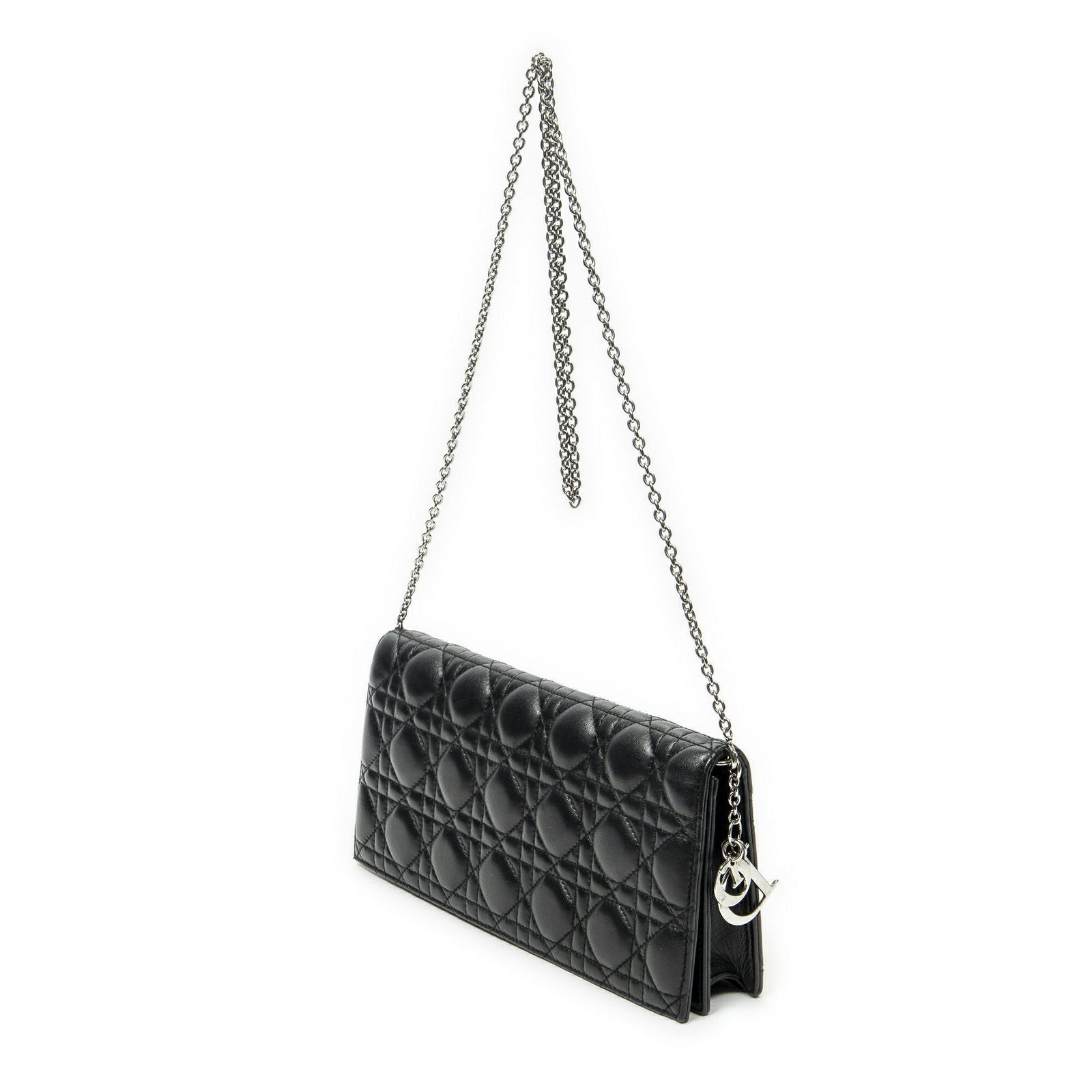 Dior Lady Dior Chain Clutch Black Canada Lambskin Leather — view 2