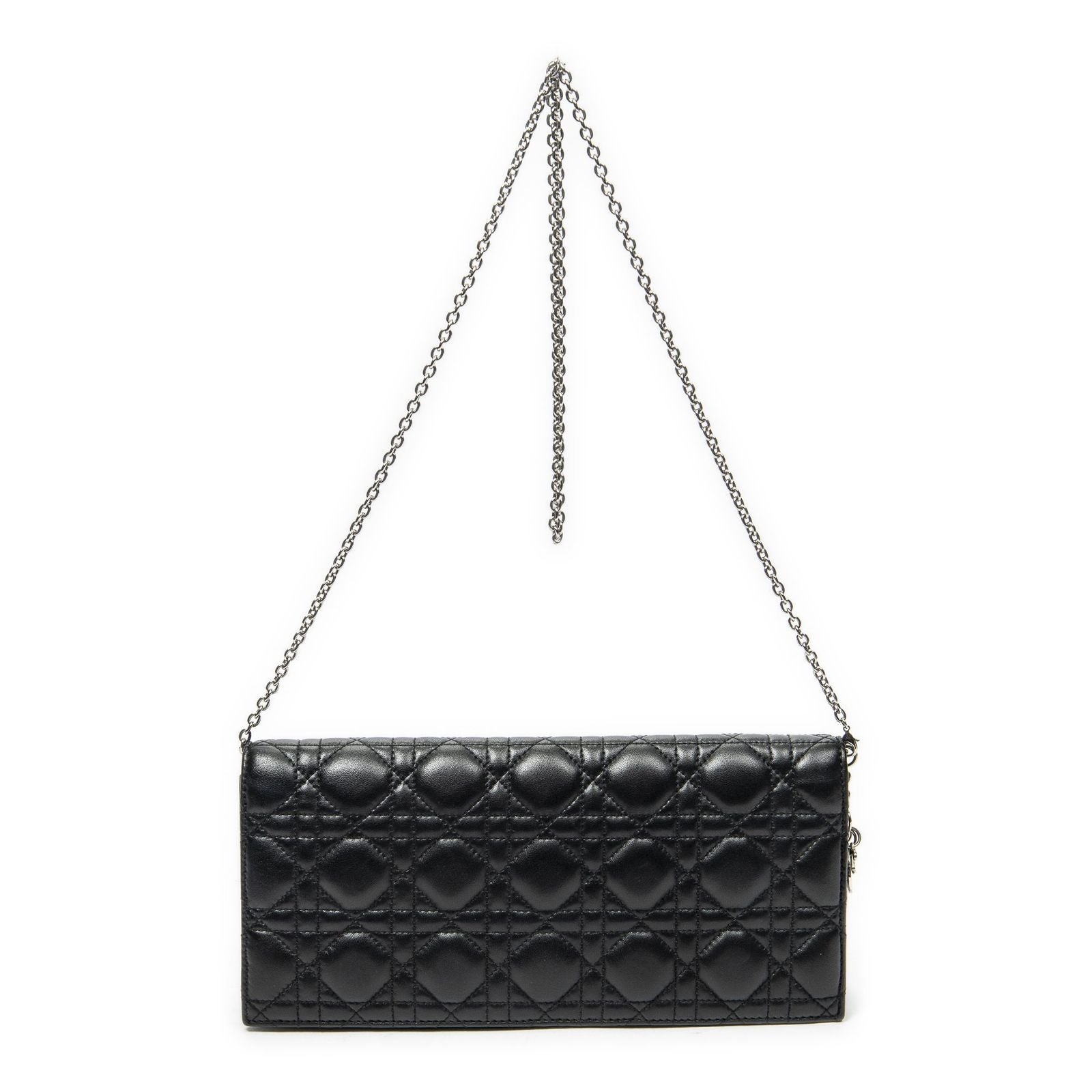 Dior Lady Dior Chain Clutch Black Canada Lambskin Leather