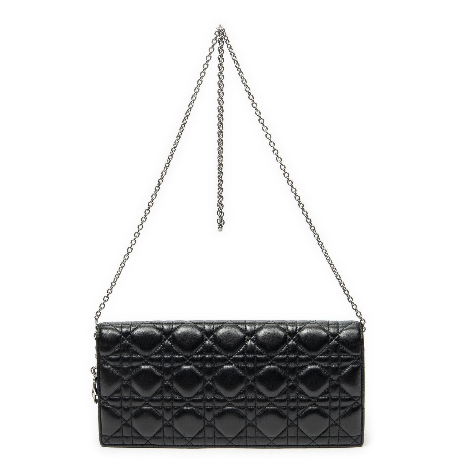Dior Lady Dior Chain Clutch Black Canada Lambskin Leather — view 5