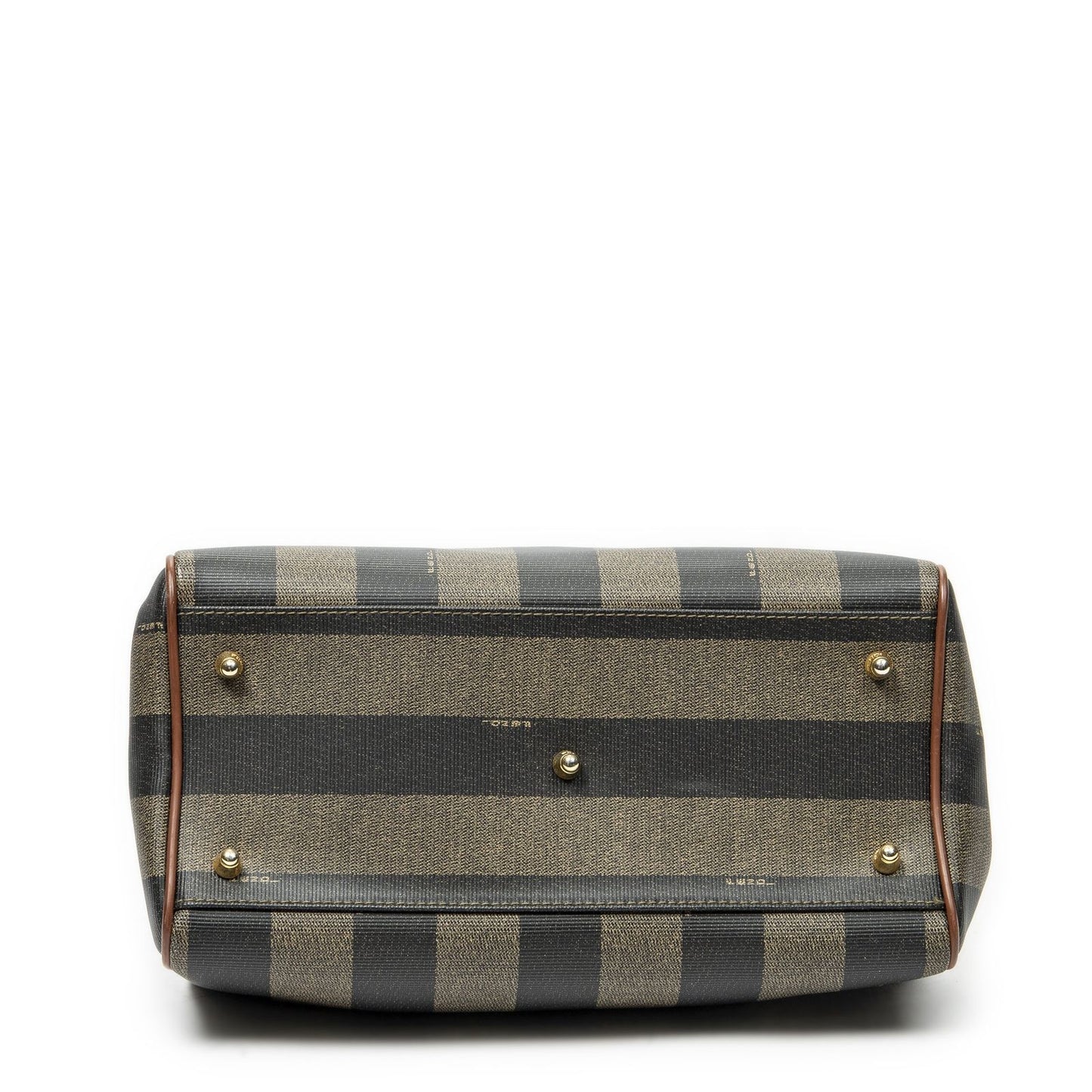 Fendi Small Boston Brown Black Pecan Stripe Canvas Shoulder — view 6