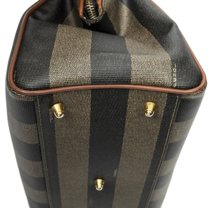 Fendi Small Boston Brown Black Pecan Stripe Canvas Shoulder — view 7