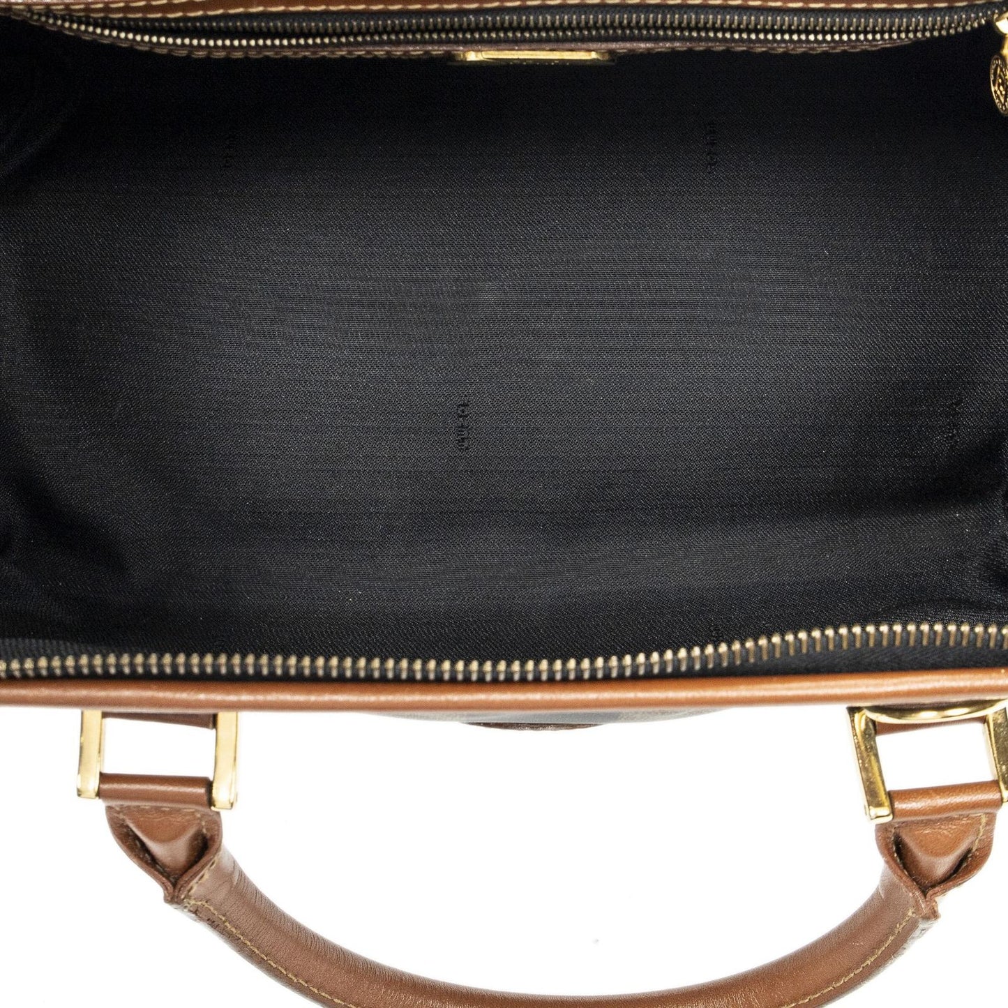 Fendi Small Boston Brown Black Pecan Stripe Canvas Shoulder — view 9