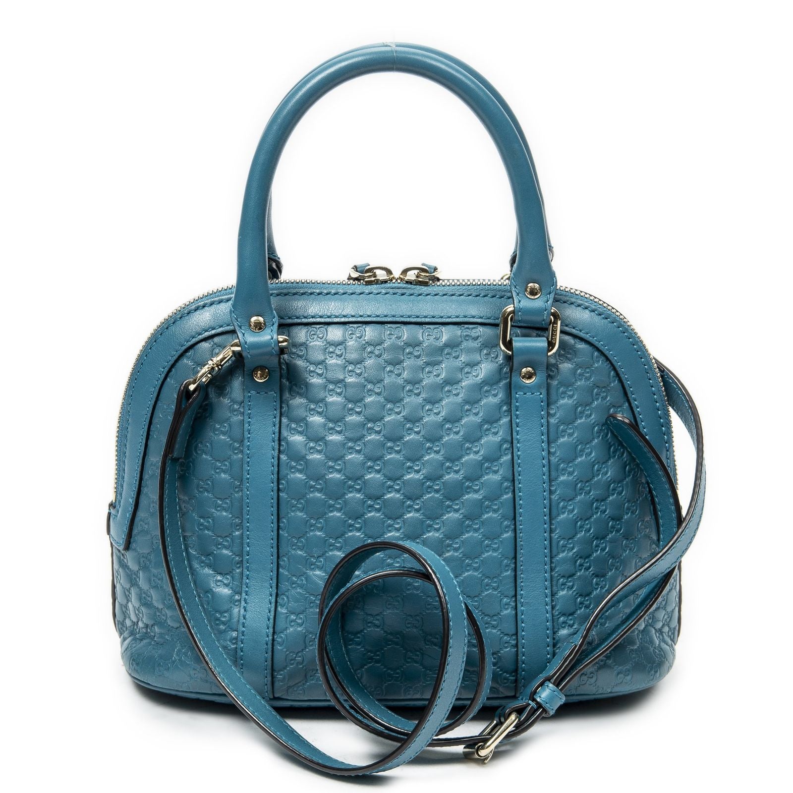 Gucci Mini Dome Tote Teal Micro Guccissima Leather — view 5