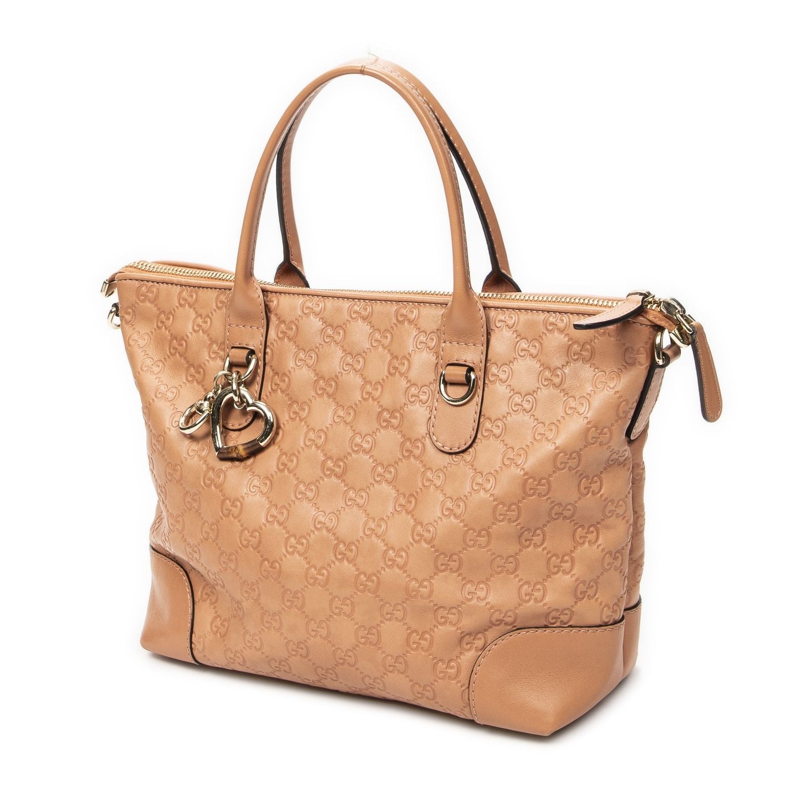 Gucci Bamboo Heart Bit Zip Tote Pink Guccissima — view 2
