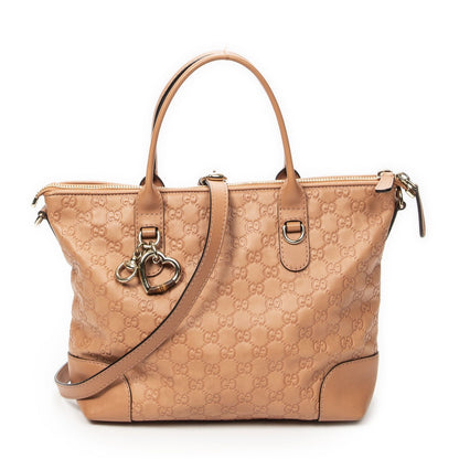 Gucci Bamboo Heart Bit Zip Tote Pink Guccissima
