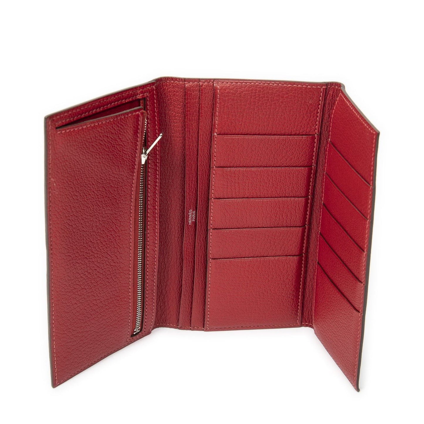 Hermes Bearn Souffle Wallet Red Chable My Sole Leather — view 9