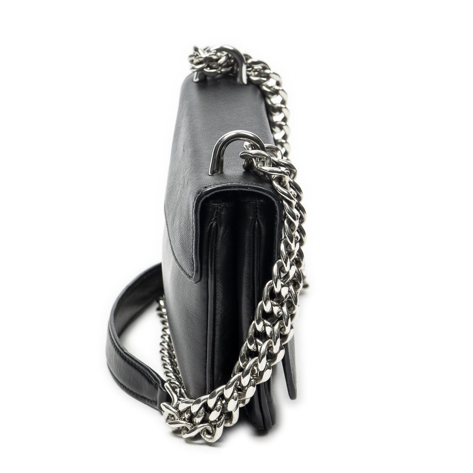 Prada Chain Shoulder Black Saffiano Leather Messenger — view 4
