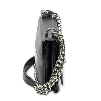 Prada Chain Shoulder Black Saffiano Leather Messenger — view 4