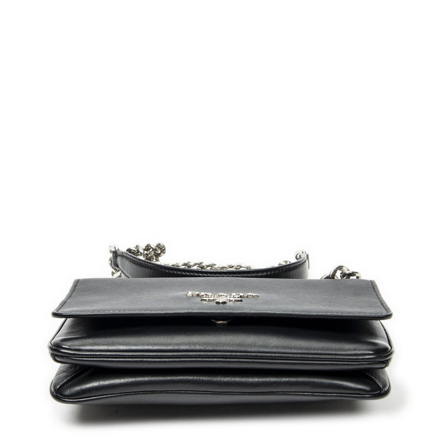 Prada Chain Shoulder Black Saffiano Leather Messenger — view 6