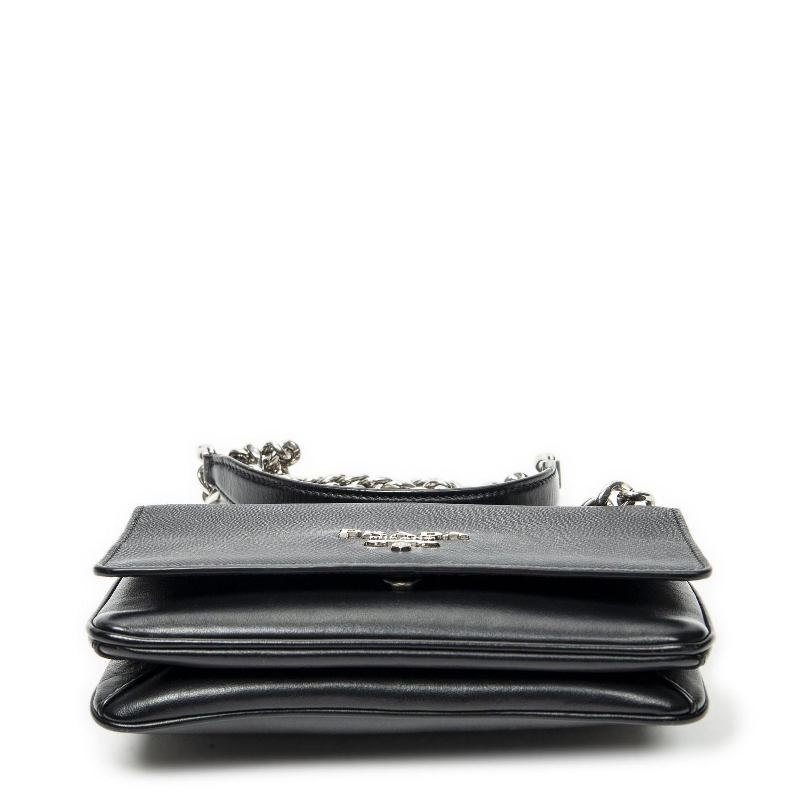 Prada Chain Shoulder Black Saffiano Leather Messenger — view 6