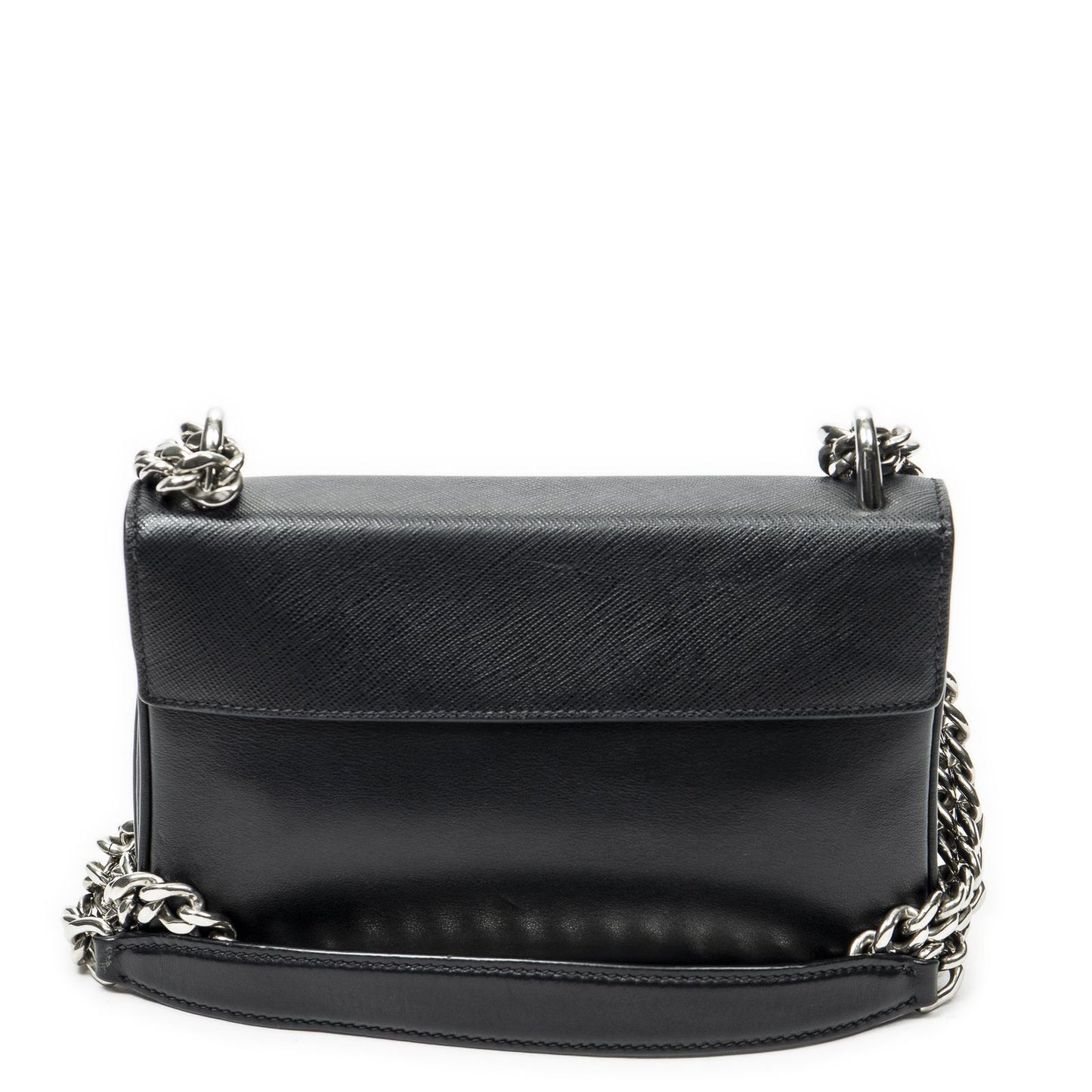 Prada Chain Shoulder Black Saffiano Leather Messenger — view 5