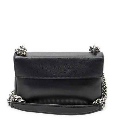 Prada Chain Shoulder Black Saffiano Leather Messenger — view 5