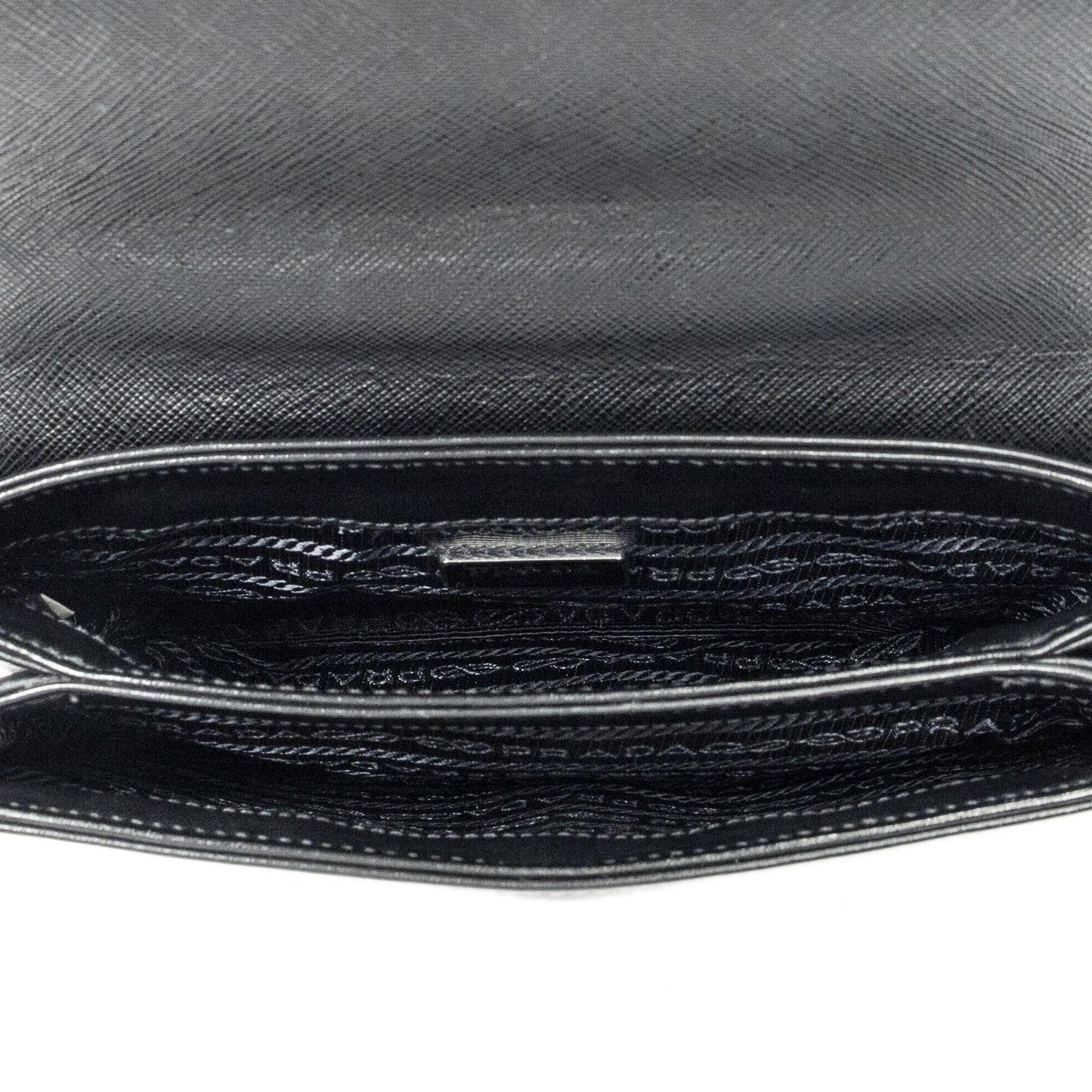 Prada Chain Shoulder Black Saffiano Leather Messenger — view 9