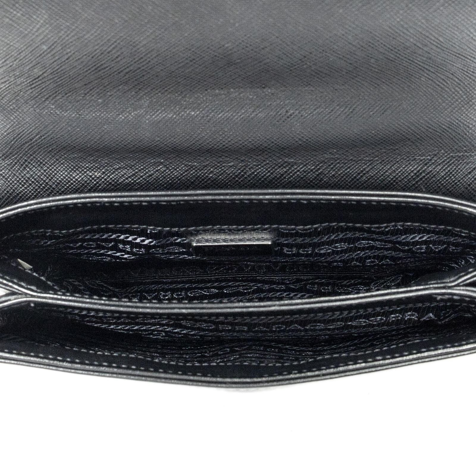 Prada Chain Shoulder Black Saffiano Leather Messenger — view 9