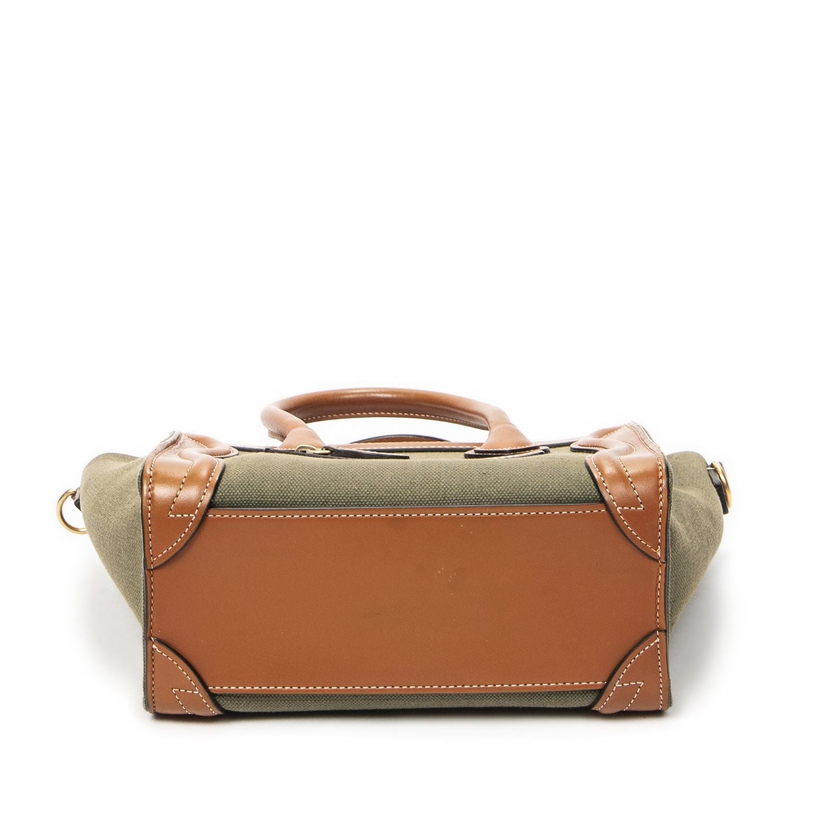 Celine Micro Luggage Brown Green Canvas — view 6