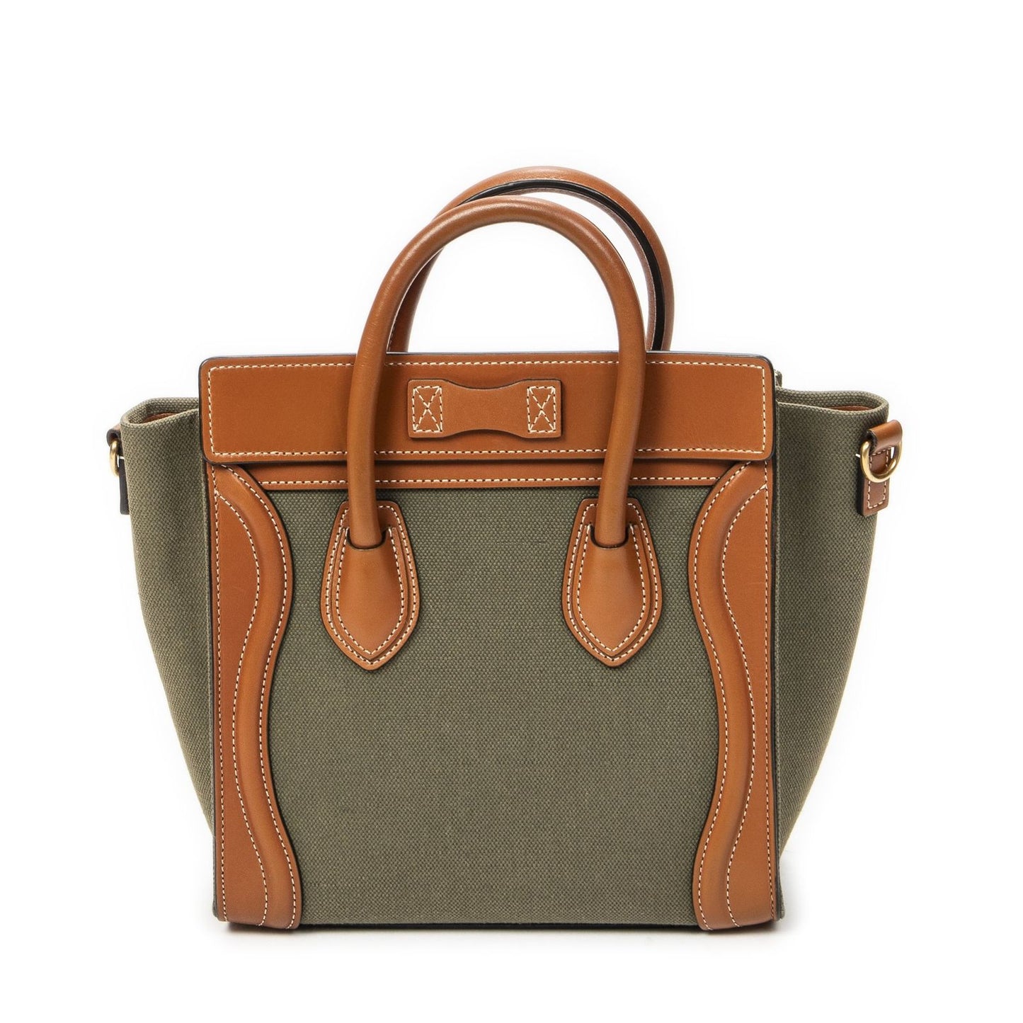 Celine Micro Luggage Brown Green Canvas — view 5