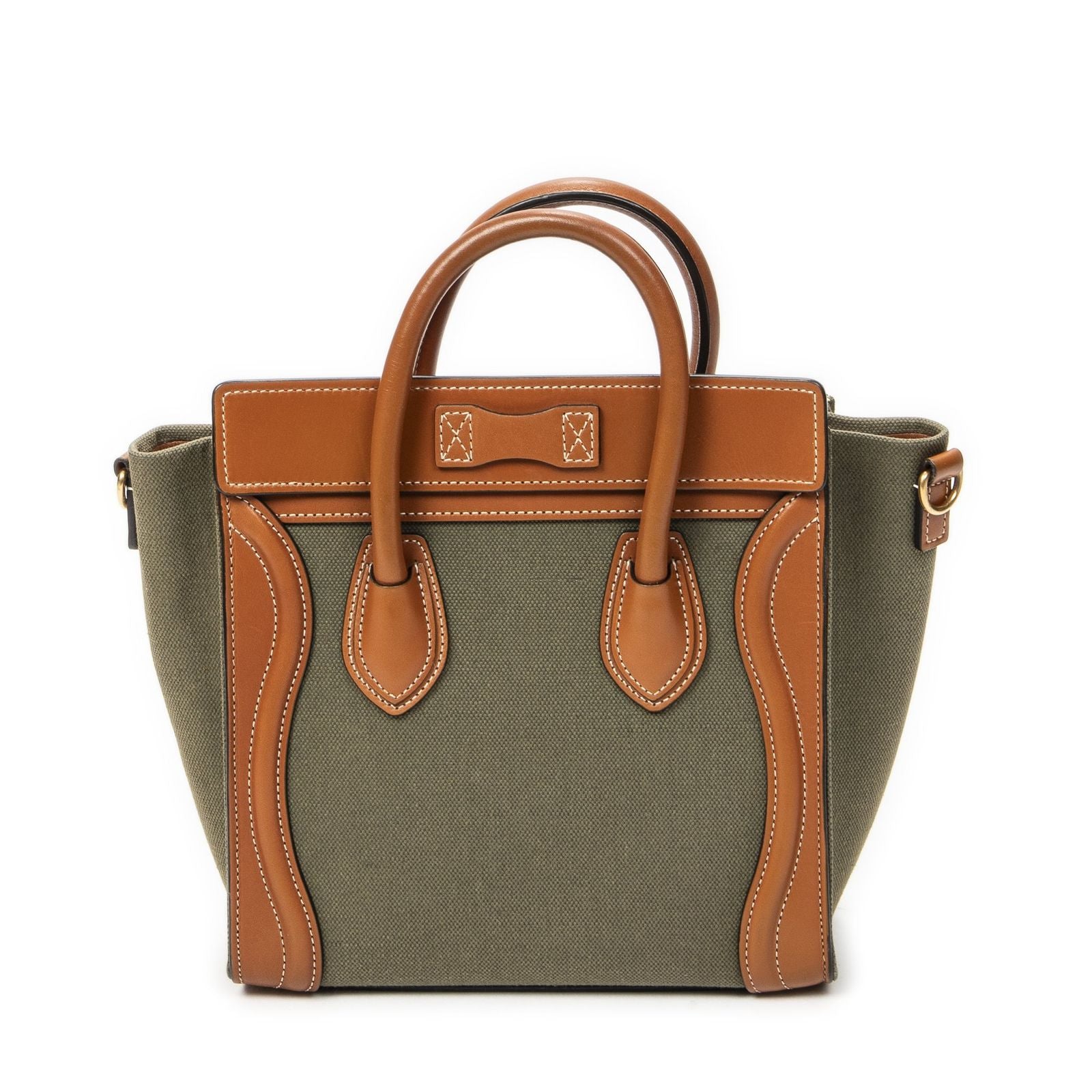 Celine Micro Luggage Brown Green Canvas — view 5