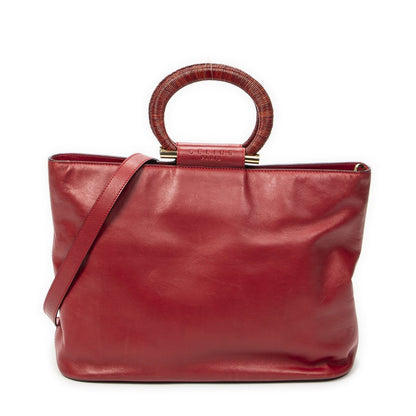 Celine Zip Top Handle Red Calfskin Leather