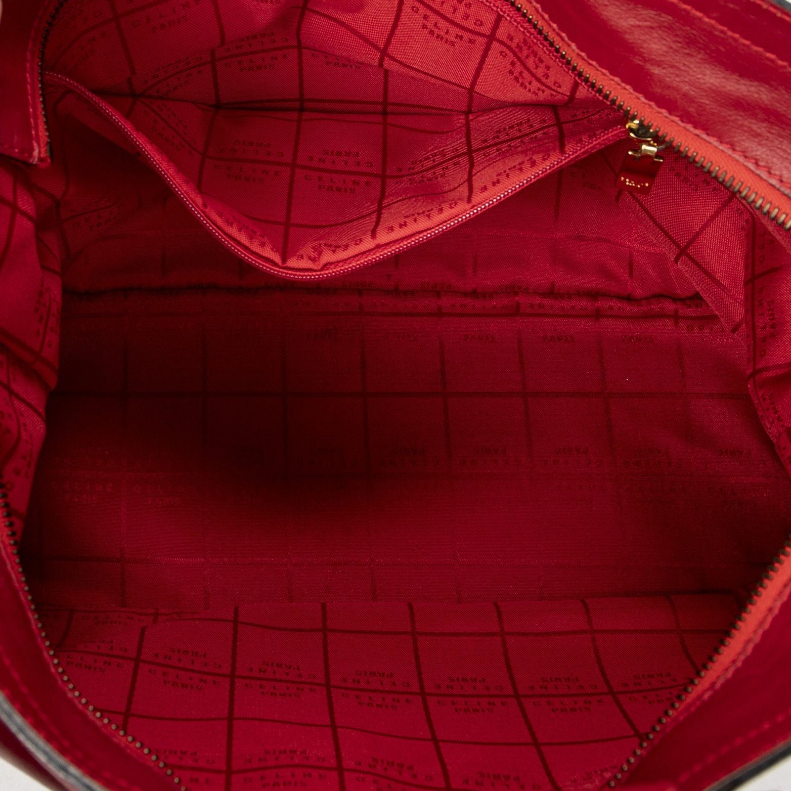 Celine Zip Top Handle Red Calfskin Leather — view 9