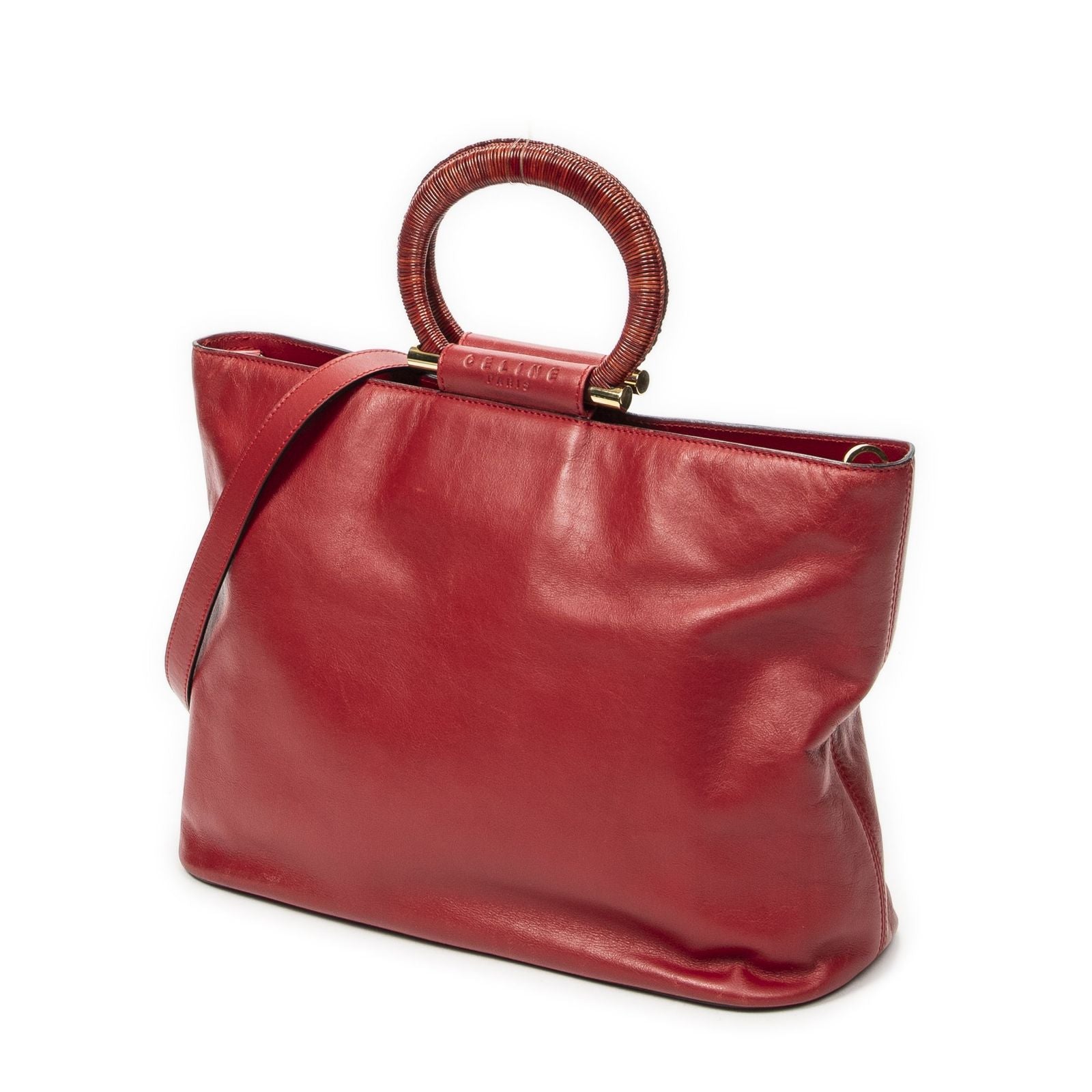 Celine Zip Top Handle Red Calfskin Leather — view 2