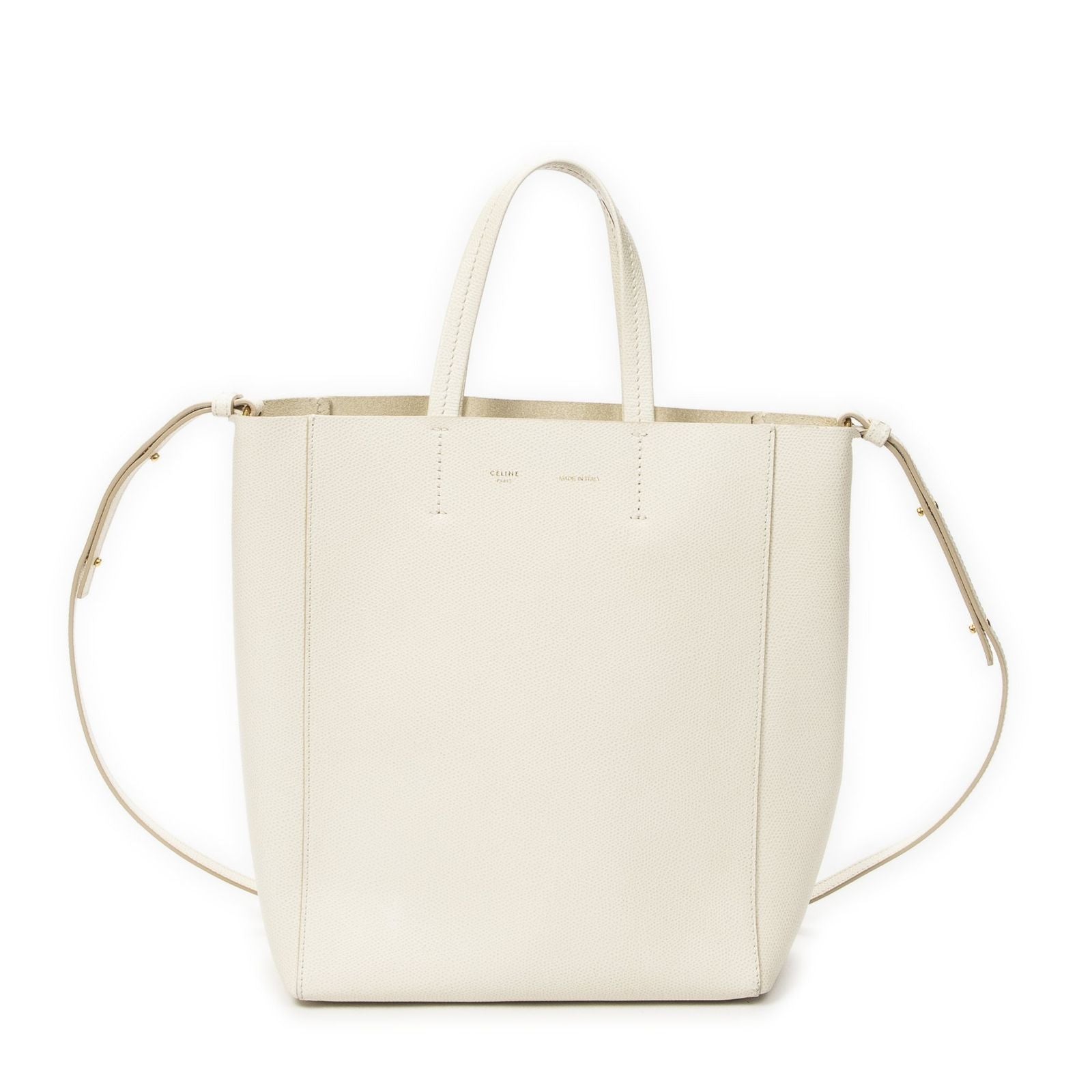 Celine Small Vertical Cover Tote White Gray Calfskin Leather