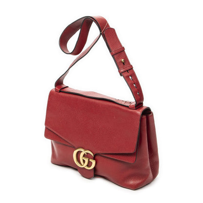 Gucci Large Marmont Flap Bag Red Gray Calfskin Leather — view 2