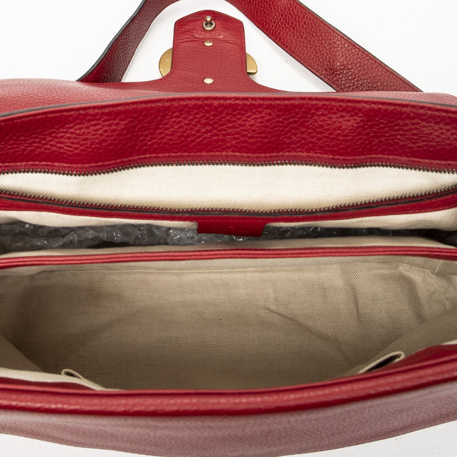 Gucci Large Marmont Flap Bag Red Gray Calfskin Leather — view 9