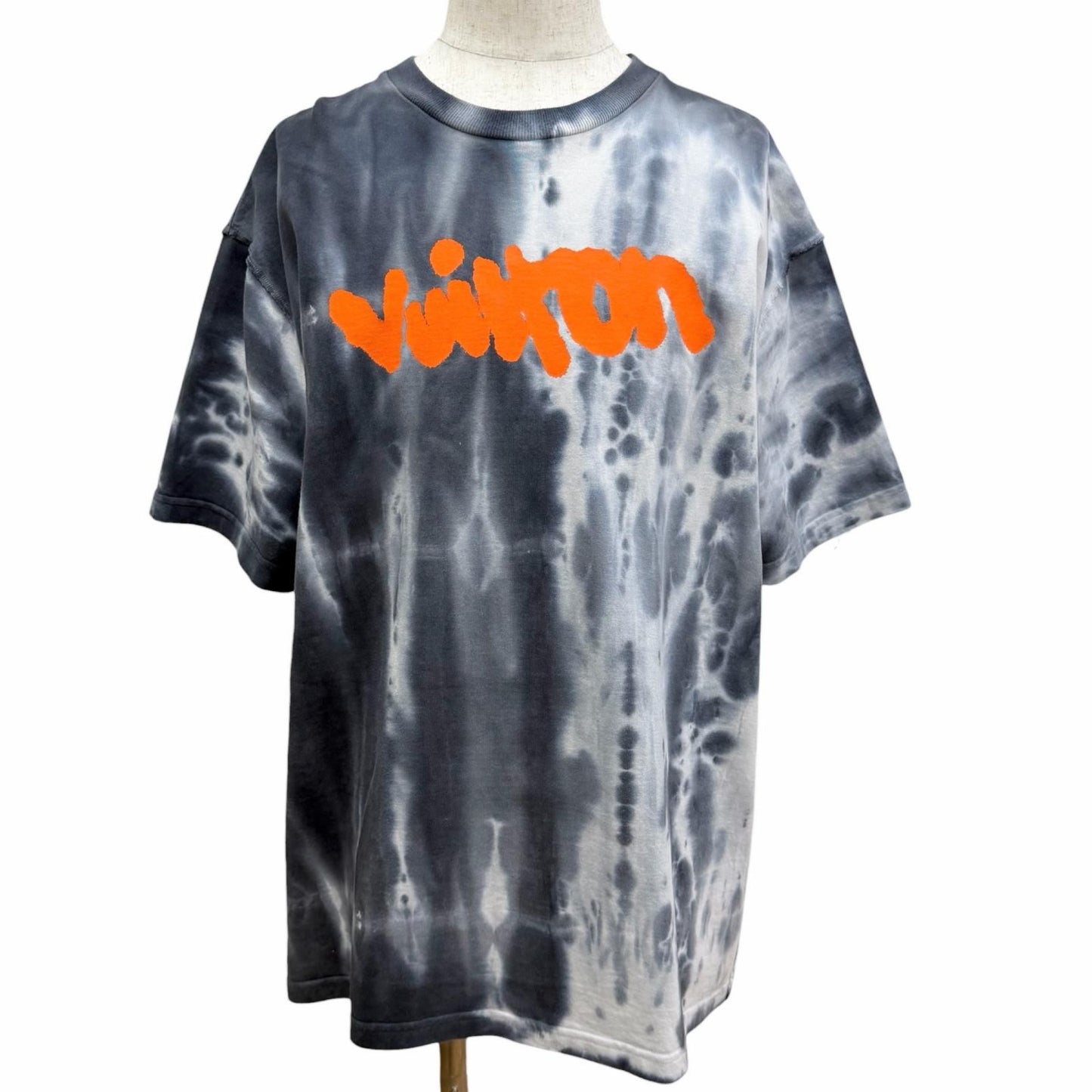 Louis Vuitton Inside Out Tie Dye Logo Print Short Sleeve T-Shirt Gray XL